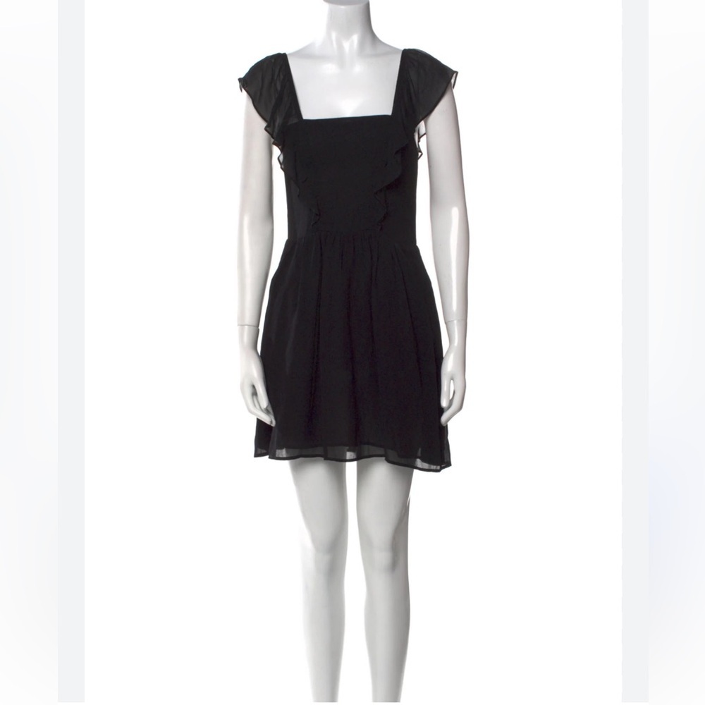 Reformation Ruffled Straps Mini Black Dress